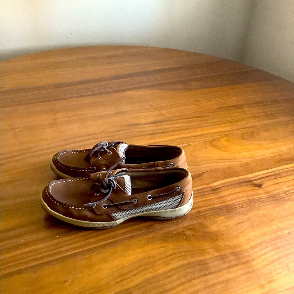 Highland Creek brown suede boat shoes